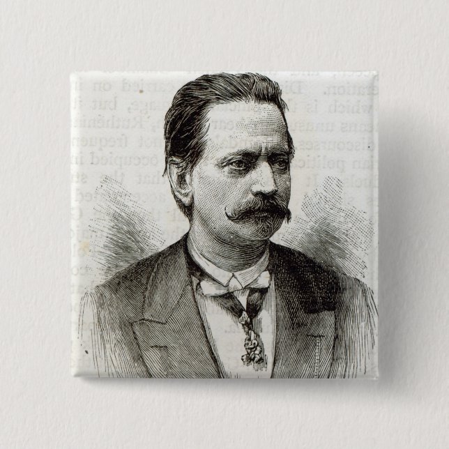 Count Taafe, from 'Leisure Hour', 1891 2 Inch Square Button (Front)