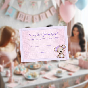 Count The Bears Baby Shower Cute Purple Bear Game Enclosure Card