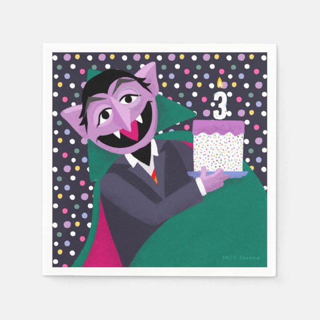 Count Von Count Confetti Birthday Napkin (Front)