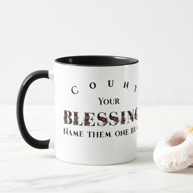 Count Your Blessings Name Them One By One Fall Mug (With Donut)