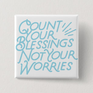 Count Your Blessings Positive Quote Typography 2 Inch Square Button