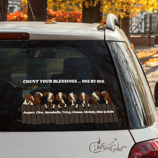 Count Your Blessings Rustic 8 Goats on Fence  Window Cling (Creator Uploaded)