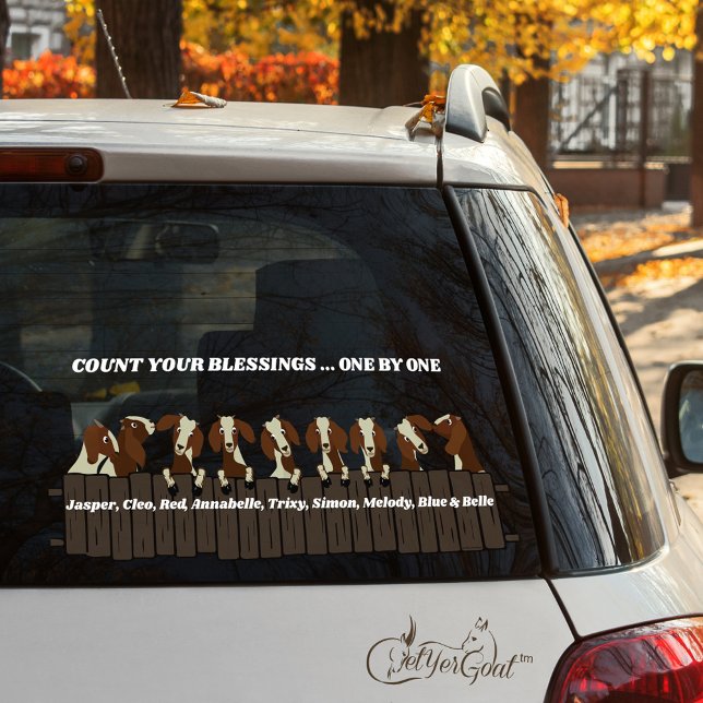 Count Your Blessings Rustic 9 Goats Fence  Window Cling (Creator Uploaded)