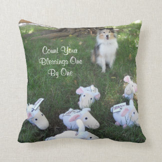 Count Your Blessings Sheltie and Sheep Throw Pillow