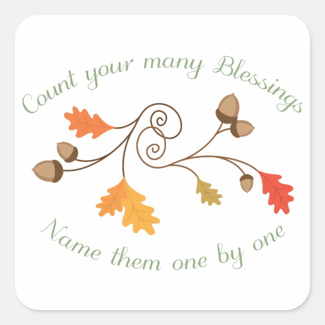 Count Your Blessings Square Sticker (Front)
