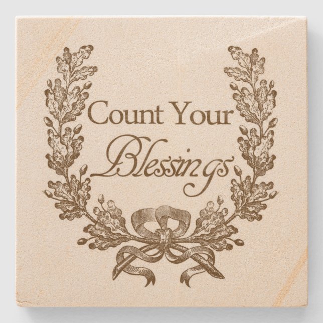 Count Your Blessings Stone Coaster (Front)