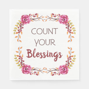 Count Your Blessings Thanksgiving Dinner Party Napkin