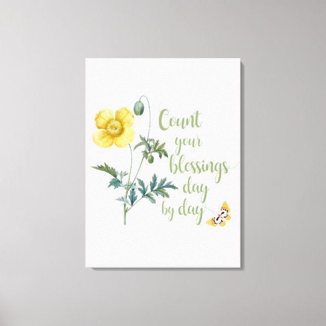 Count your blessings - vintage Yellow poppy Canvas Print (Front)