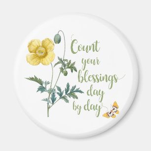 Count your blessings - vintage Yellow poppy Magnet