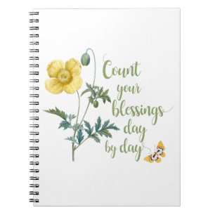 Count your blessings - vintage Yellow poppy Notebook