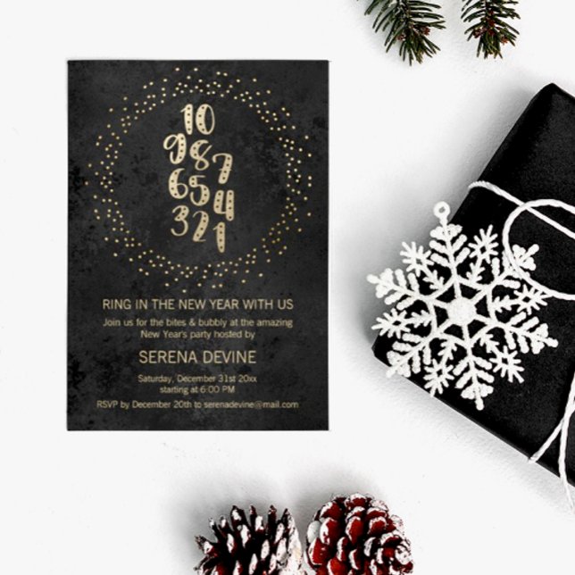 Countdown Black And Gold New Year's Party  Invitation (Creator Uploaded)