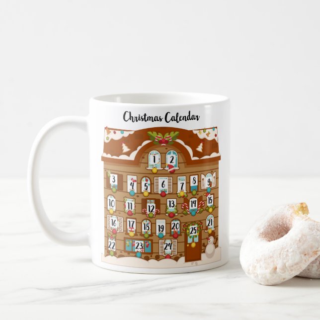 Countdown To Christmas Advent Calendar Coffee Mug (With Donut)