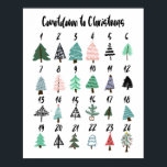 Countdown to Christmas advent calendar cute trees Poster<br><div class="desc">Countdown to Christmas advent calendar cute trees ,  with hand drawn cartoon whimsical Christmas trees,  count the day til Chrismtas!</div>