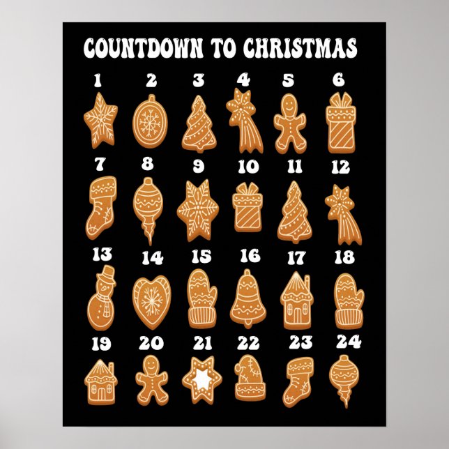 Countdown to Christmas advent calendar Gingerbread Poster (Front)