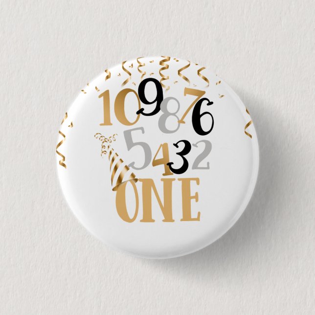 Countdown To One Birthday Button-New Years Eve 1 Inch Round Button (Front)