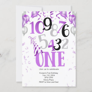 Countdown to ONE! First Birthday Invitation