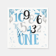 Countdown to One Party Napkins-Blue