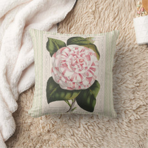 Countess of Derby Camellia Vintage Floral Throw Pillow