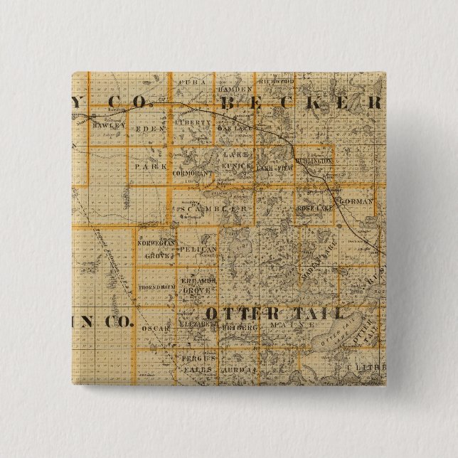 Counties of Clay, Wilkin, Becker, Minnesota 2 Inch Square Button (Front)