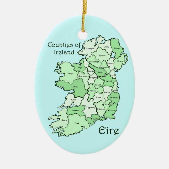 Counties of Ireland Map Ceramic Ornament (Front)