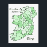 Counties of Ireland Map Postcard<br><div class="desc">Show off your Irish and Celtic pride with these Counties of Ireland (Eire) gifts for any occasion.</div>