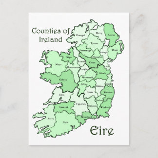 Counties of Ireland Map Postcard