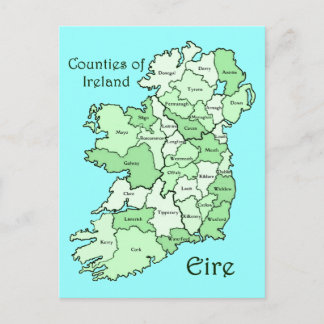Counties of Ireland Map Postcard