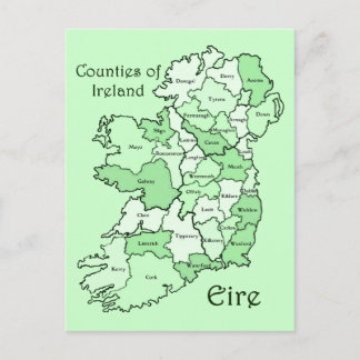 Counties of Ireland Map Postcard