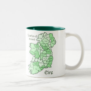 Counties of Ireland Map Two-Tone Coffee Mug