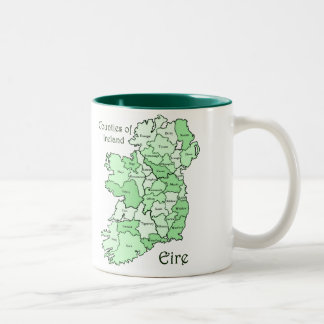 Counties of Ireland Map Two-Tone Coffee Mug