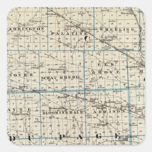 Counties of Kane, Du Page, and nearly all of Cook Square Sticker (Front)