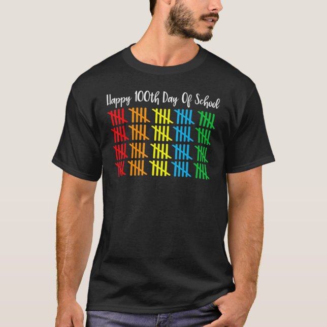 counting 100 lines tally marks happy 100th day of  T-Shirt (Front)