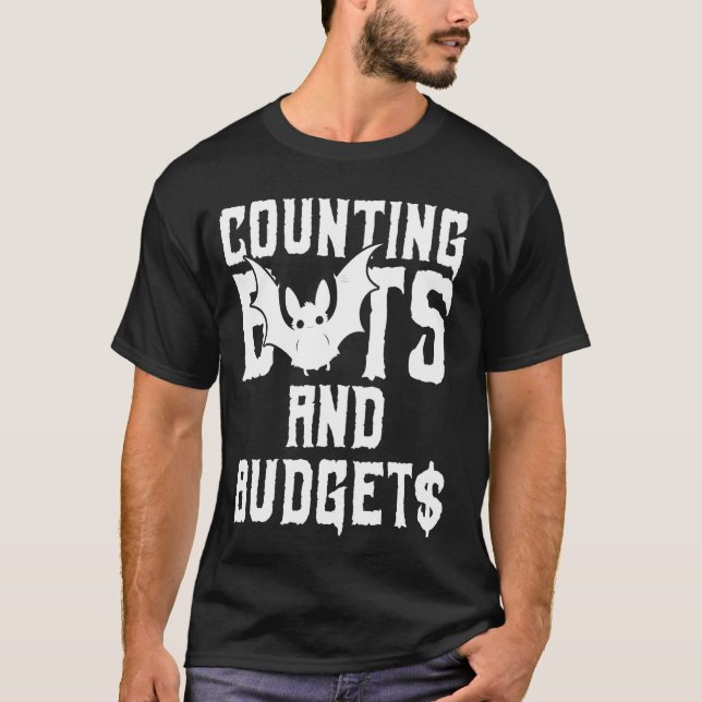 Counting Bats and Budgets Funny Accounting Hallowe T-Shirt (Front)