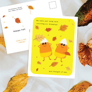 Counting Blessings   Yellow Candy Corn Fall Holiday Postcard