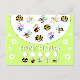 Counting Bugs Kids Math Learning Activity  Postcard
