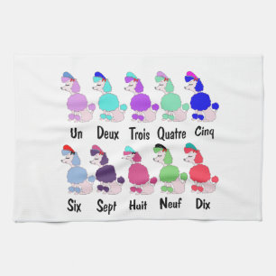 Counting French Poodle Kitchen Towel