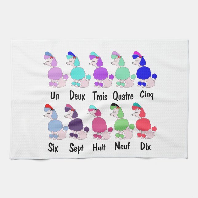 Counting French Poodle Kitchen Towel (Horizontal)