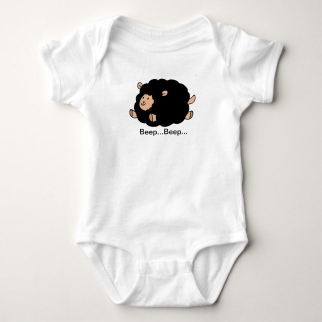 Counting funny sheep to fall asleep baby bodysuit (Front)