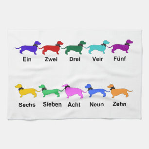 Counting German Dachshunds Kitchen Towel