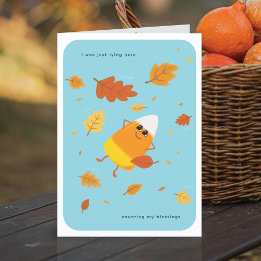 Counting My Blessings | Sky Blue Candy Corn Fall Holiday Card