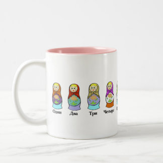 Counting Russian Nesting Dolls (matroshka) Two-Tone Coffee Mug