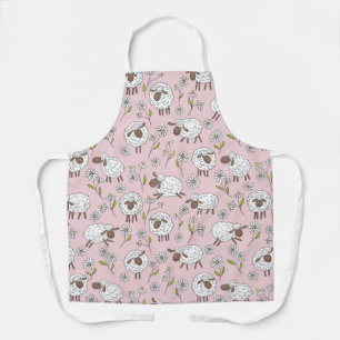 Counting sheep on cotton candy pink apron