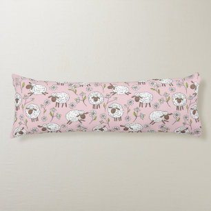 Counting sheep on cotton candy pink body pillow