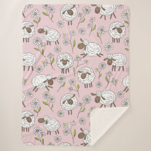 Counting sheep on cotton candy pink sherpa blanket