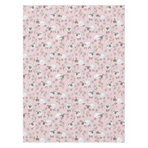 Counting sheep on cotton candy pink tablecloth