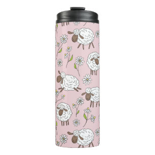 Counting sheep on cotton candy pink thermal tumbler