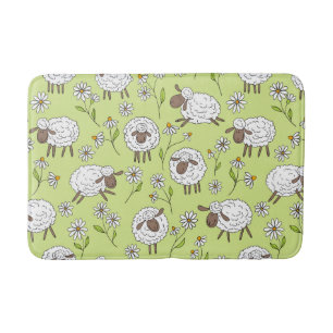 Counting sheep on honney dew green bath mat