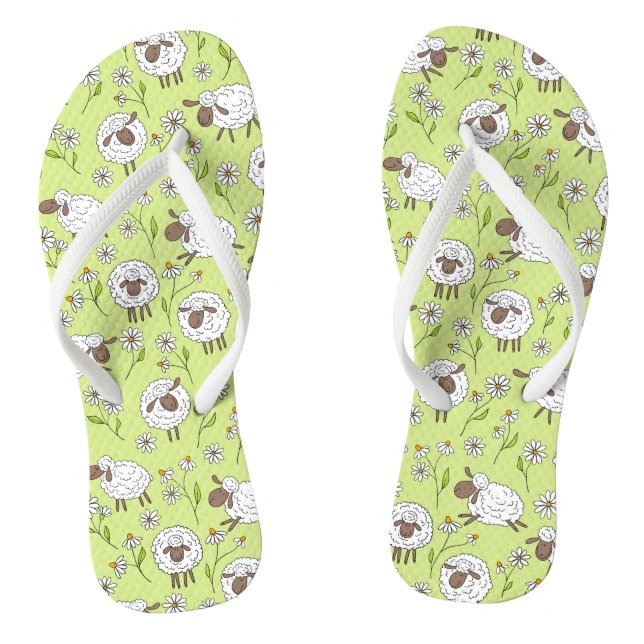Counting sheep on honney dew green flip flops (Footbed)