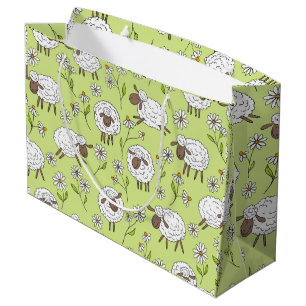 Counting sheep on honney dew green large gift bag