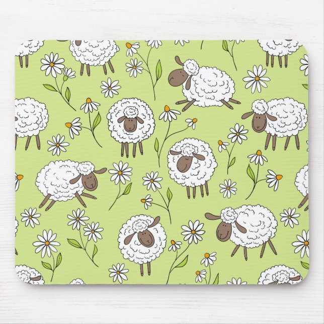 Counting sheep on honney dew green mouse pad (Front)